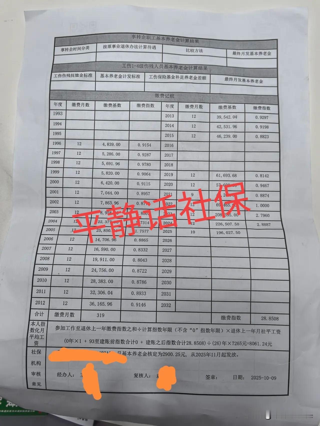 河北养老金！这是一张河北省养老金核定表的第二页，指数明细页。从表格明细能看出