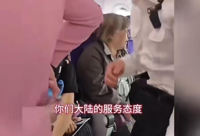 台湾老太太在我们飞机上飙脏话，惹火周围的乘客，有人直接说她滚下去，老太太最后嚣张