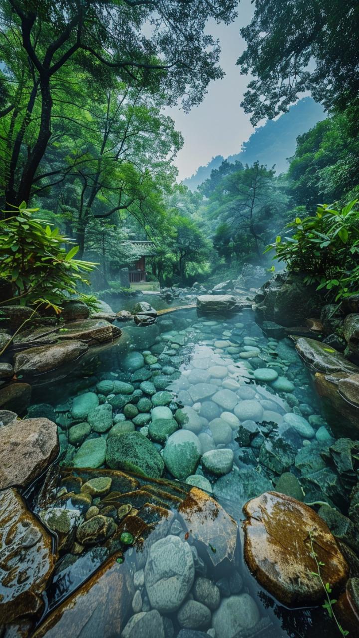 下联：诗中碧水意潺湲。