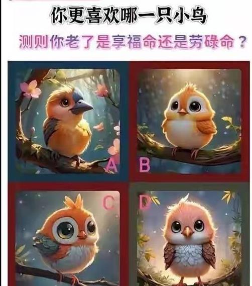 你更喜欢哪只小鸟，测试你老了是享福命还是劳碌命？答案在评论区！