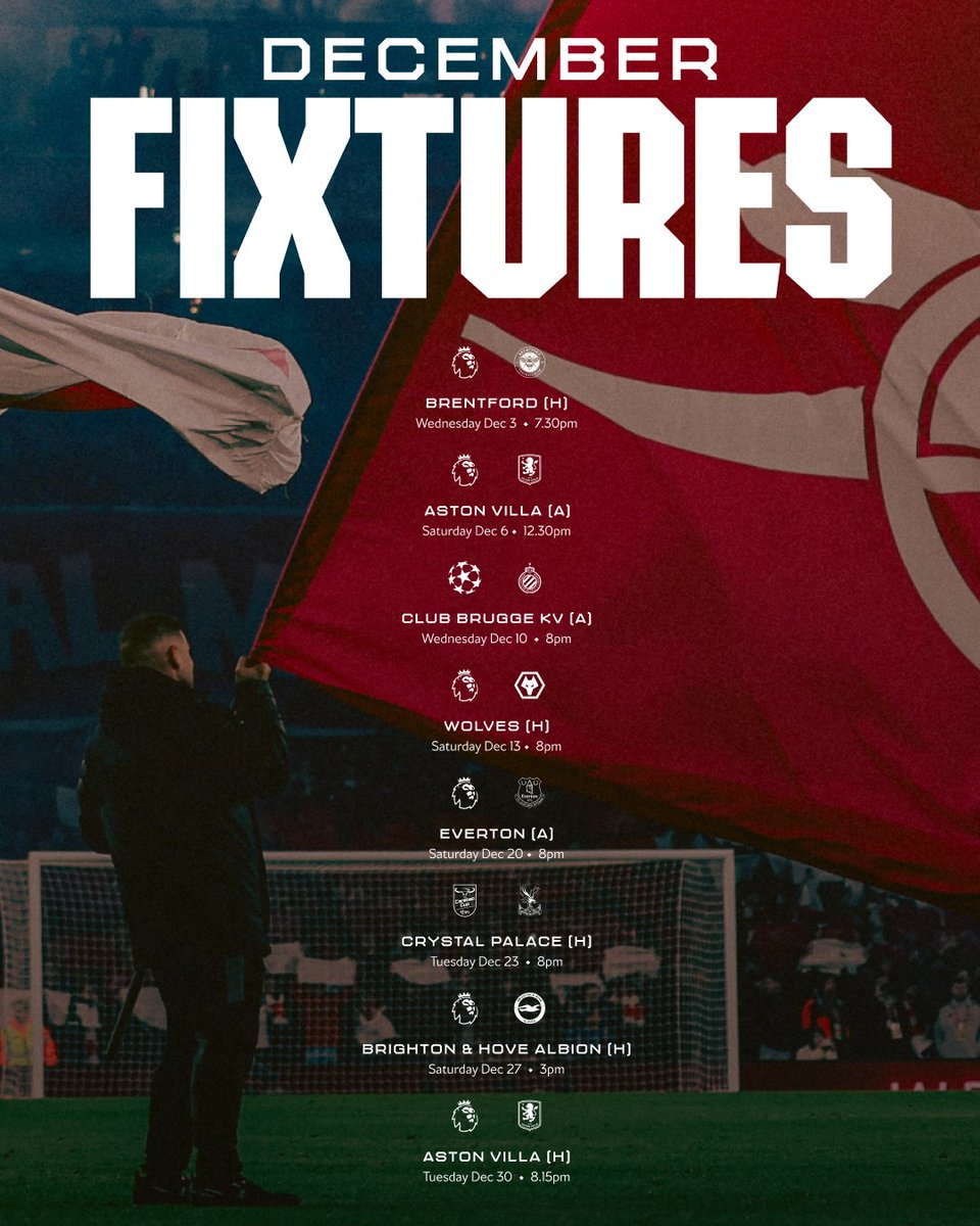 27天8场! 阿森纳官方晒12月魔鬼赛程: 用精彩的表现收官2025