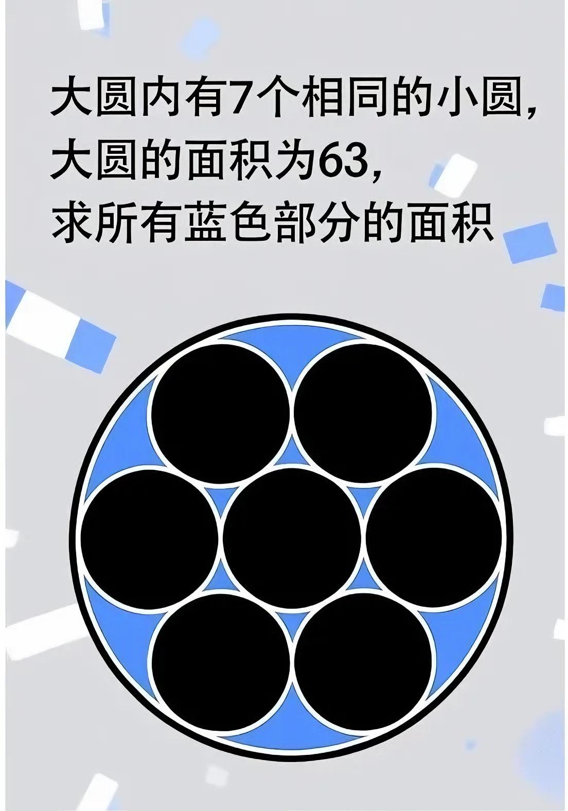 这道几何题，思路对了一眼出答案看似复杂的蓝色面积求解，其实藏着超简单的几何
