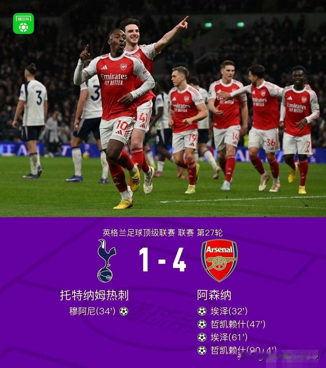 阿森纳4-1双杀热刺，詹俊老师赛后，4句客观点评：1、阿森纳这场虽然大胜，但是