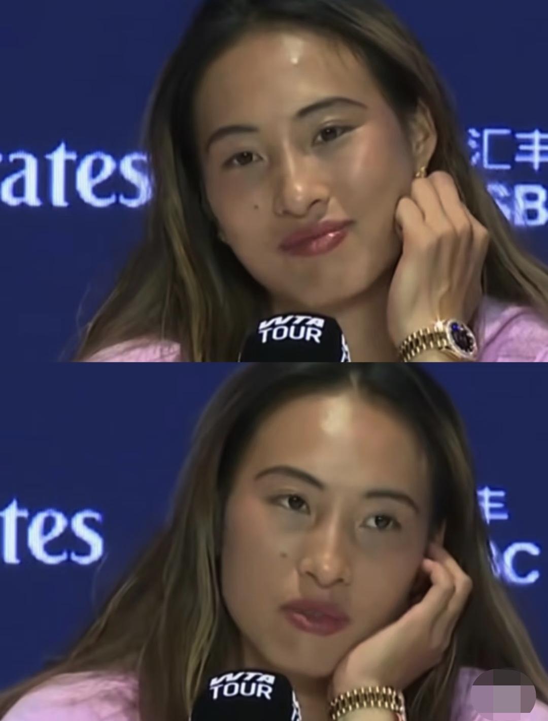 谁懂，郑钦文和爸妈长的真的不像啊!爸妈头都很圆，偏偏她长相是鹅蛋脸，头小个高腿