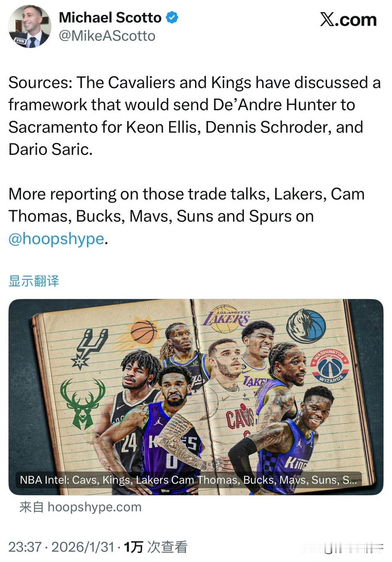 湖人被截胡了！！！骑士和国王开启交易谈判！根据记者MichaelScott
