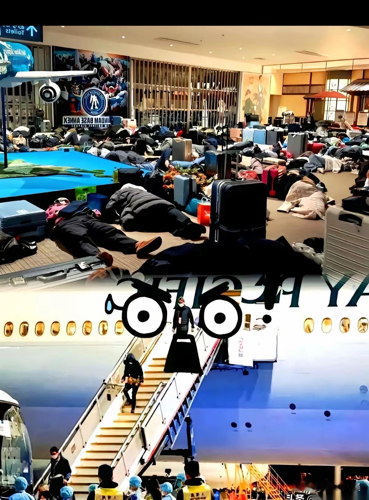 北海道机场那个视频，真是一绝。一群人把柜台围得水泄不通，一个男人涨红了脸，用手