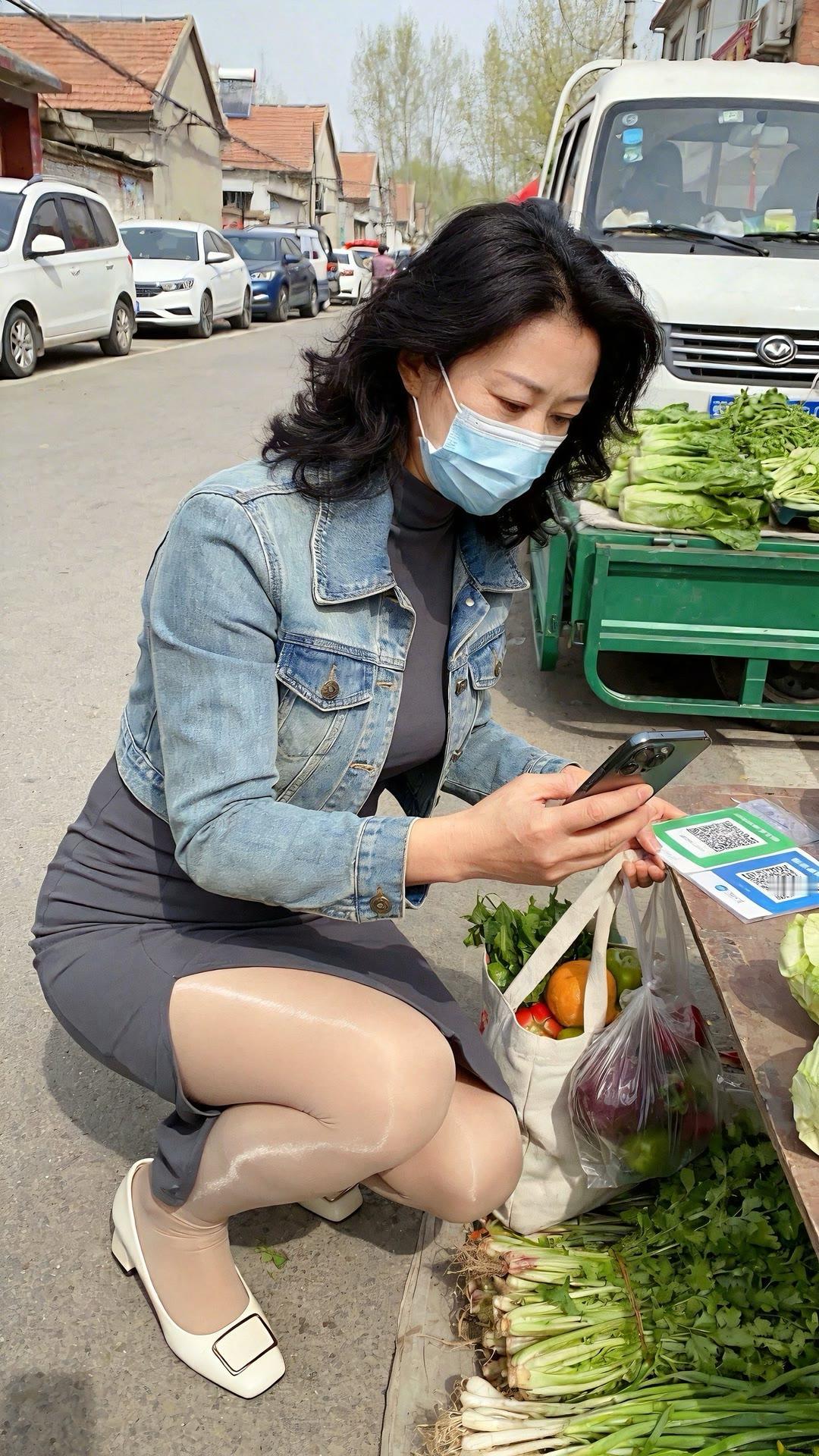 阿姨出来买菜了！