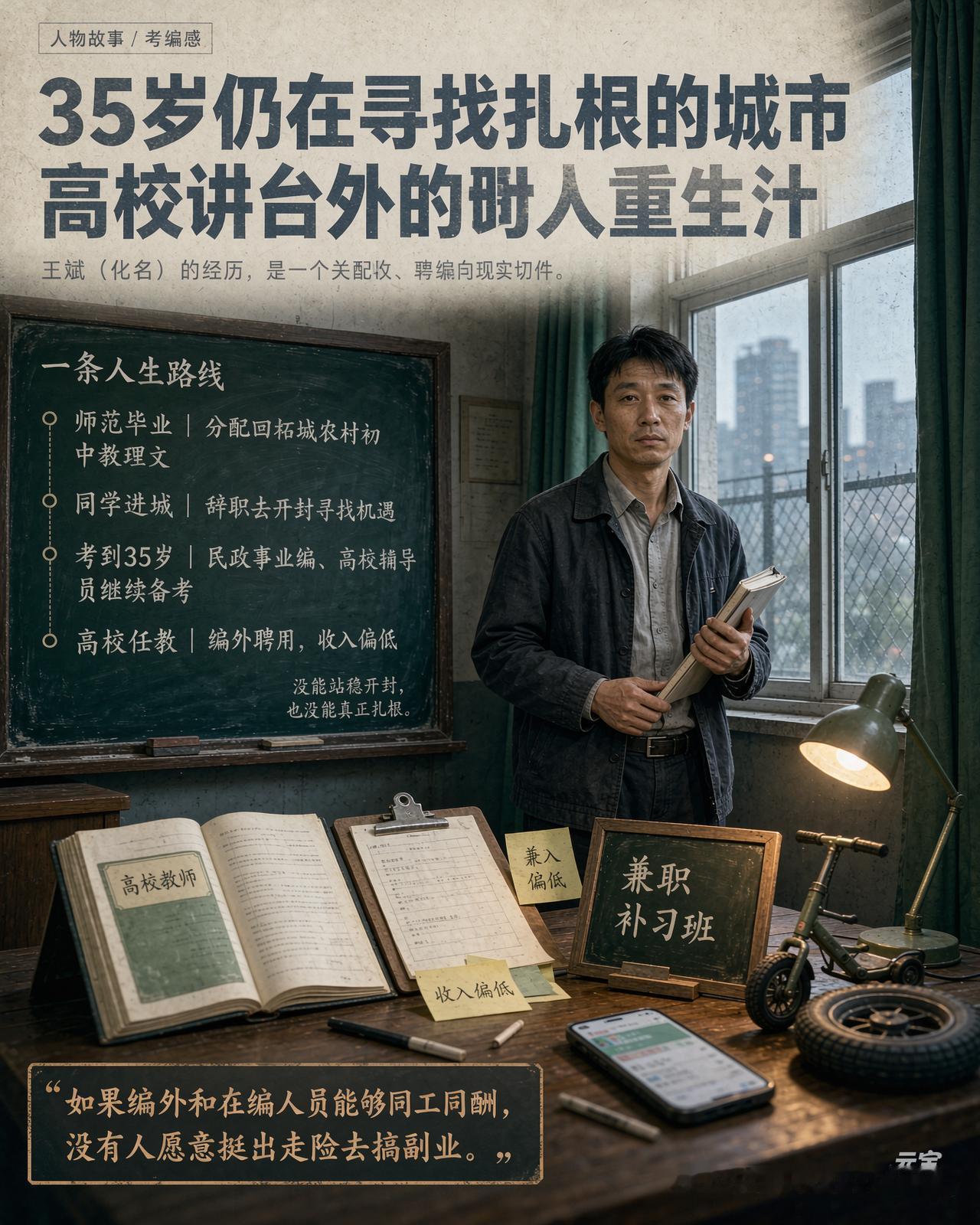 王斌（化名）从师范院校毕业后，因人脉资源有限，被分配到柘城的一所乡村初中教语文。