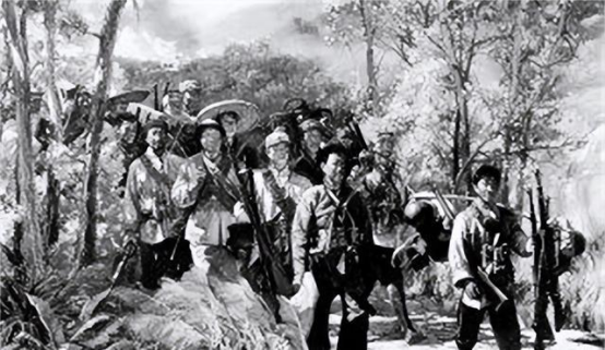 1936年冬，陈毅被敌人围困在梅山上，躲在一个岩洞里20多天。就在生死关头，当地