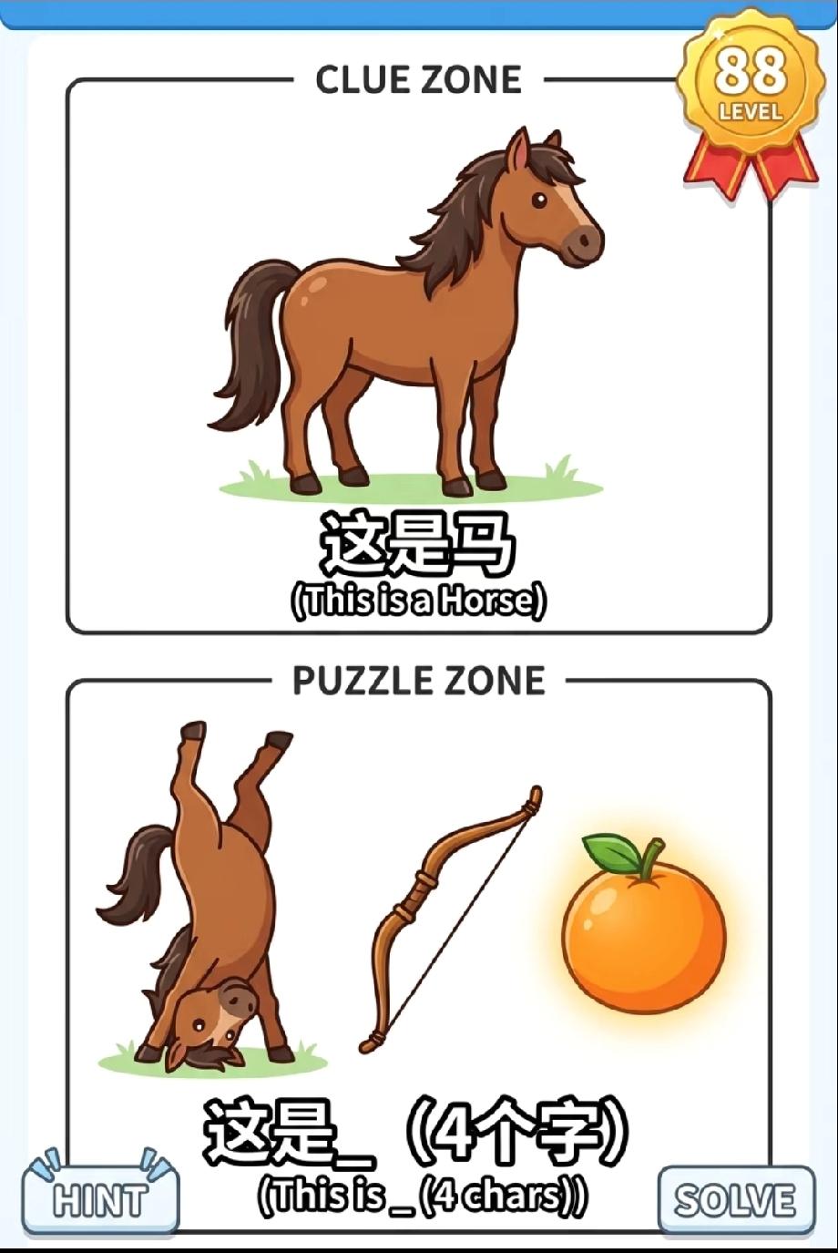 这谜题太离谱！马倒立+弓箭+橘子，4字答案到底是啥？评论区等大神