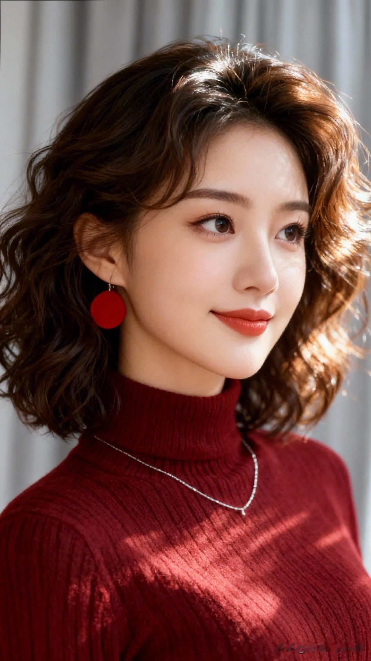 温柔红唇，优雅卷发，复古耳环，时尚穿搭影视剧红衣美人大赏