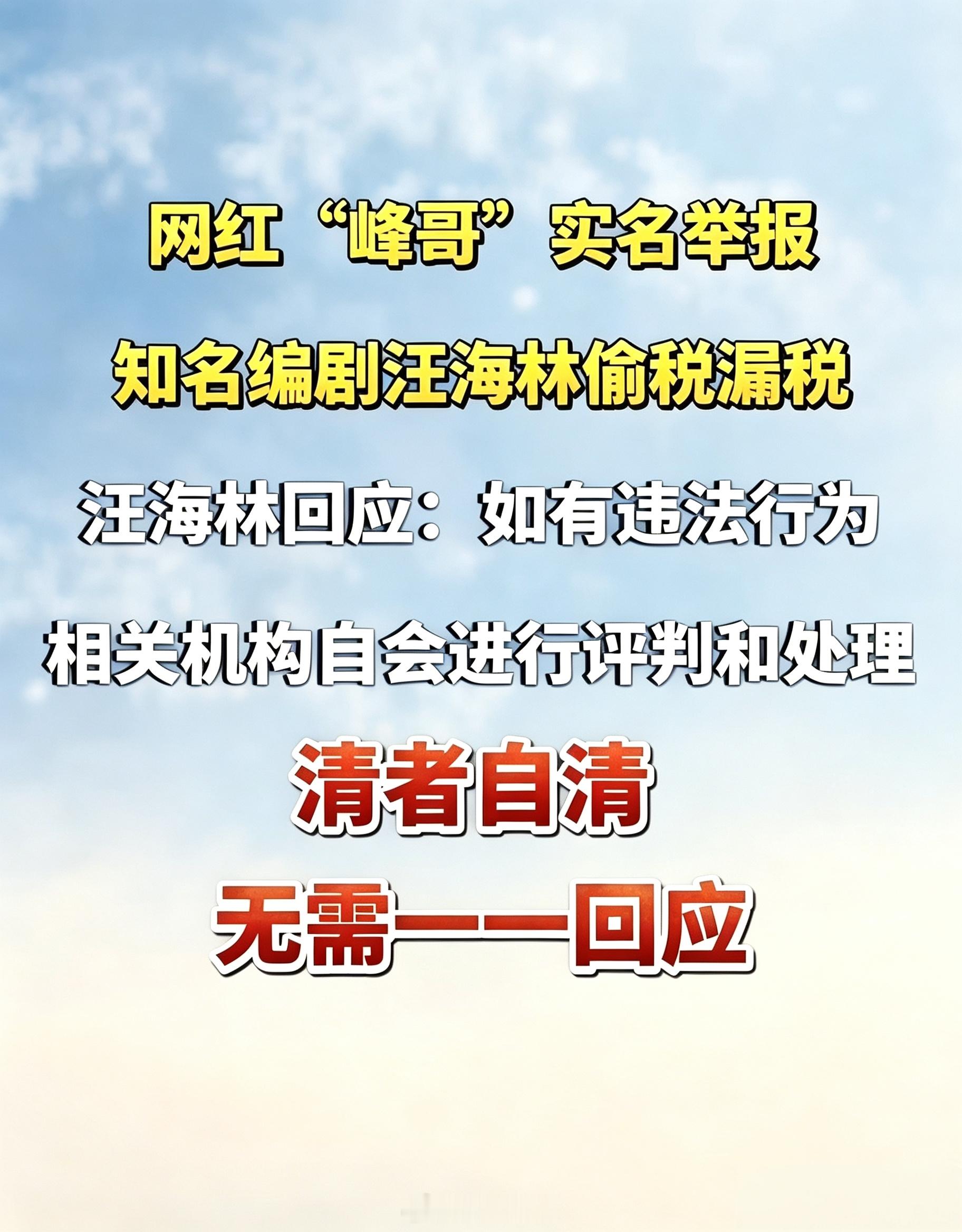 过往两人局限于打打嘴仗，这次实名举报算是动真格的了峰哥实名举报汪海林偷税漏税之