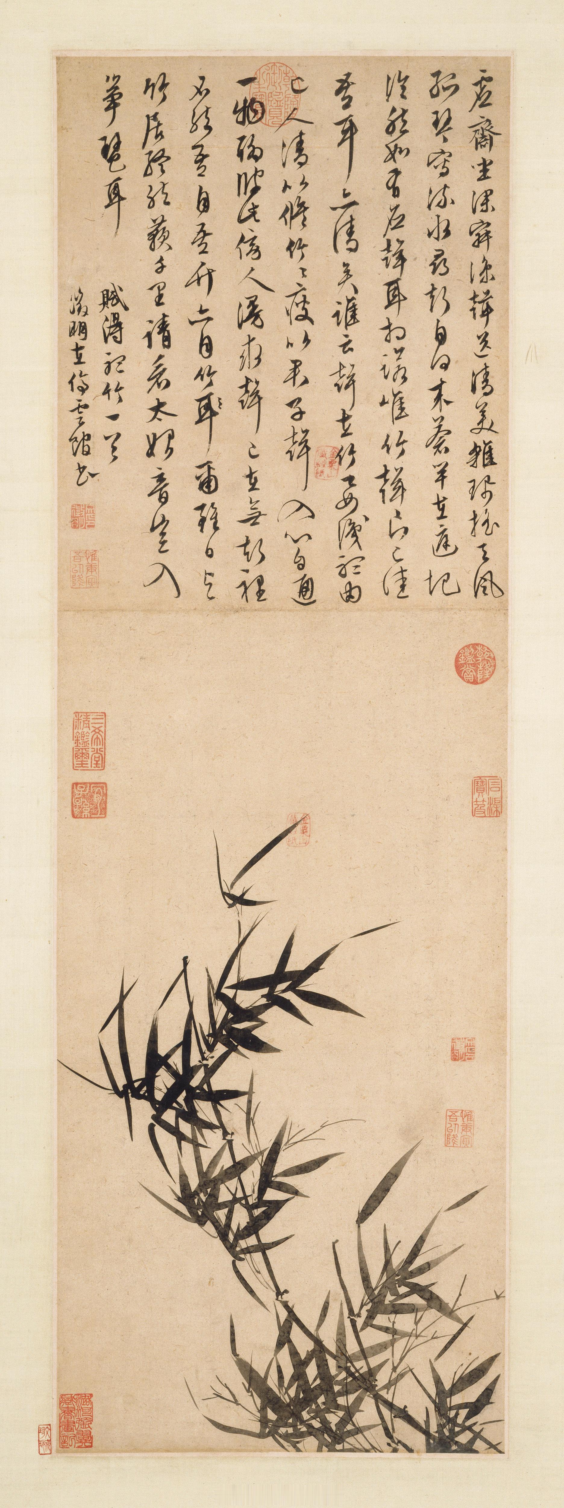 明文征明墨竹图尺寸：Painting:94.5x30.5cm;Ov