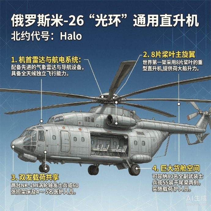 军事ai新视野俄罗斯米-26“光环”通用直升机米-26是米里设计局研制的一款重