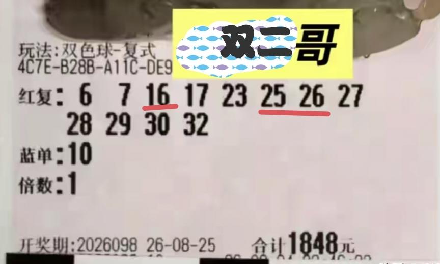 福彩双色球赛道的网络红人双二哥，第98期当中，他所奉献的三张彩票，只有其中一张命