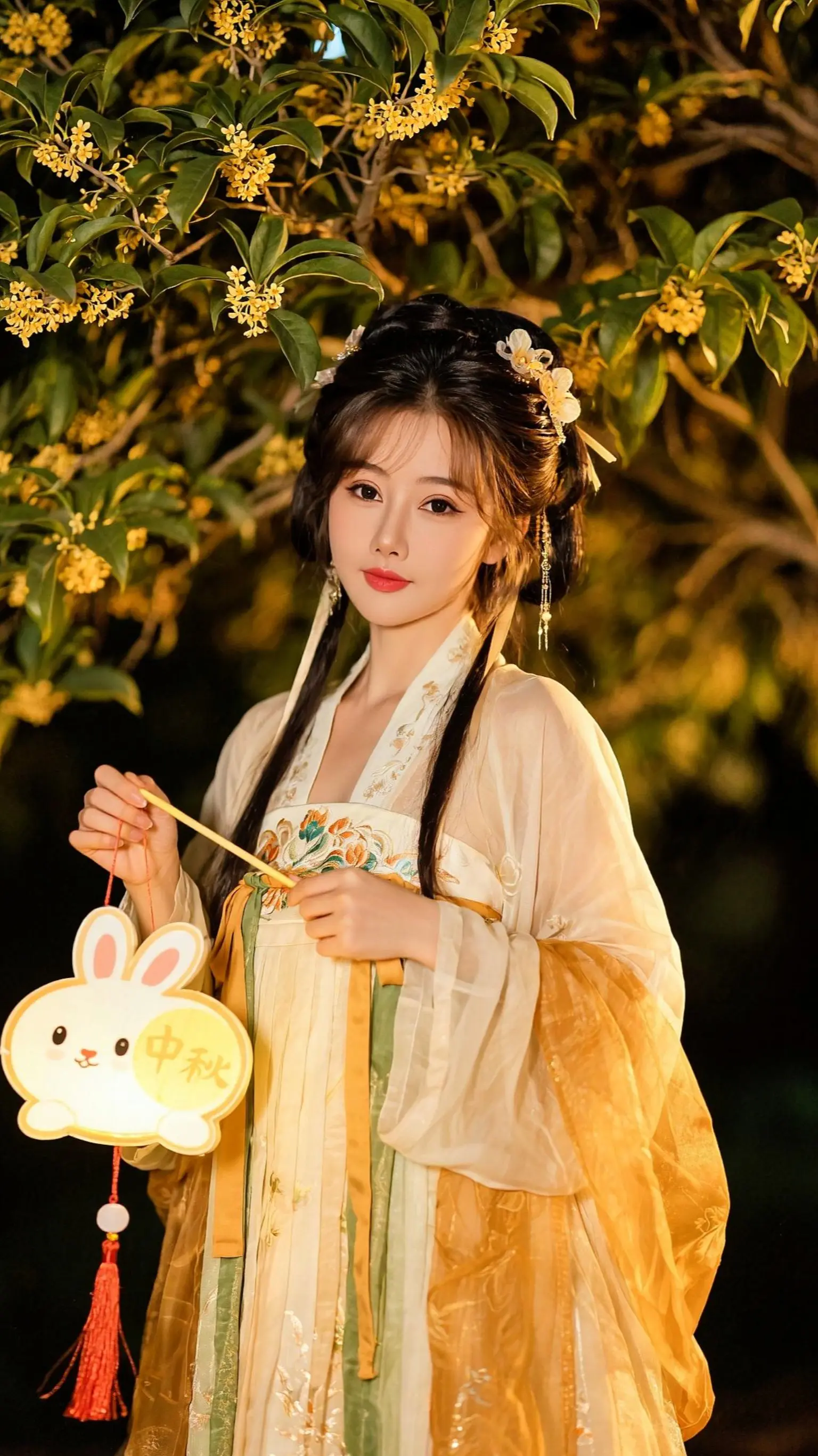 AI中秋主题写真组 ai创作 桂花花神 兔形灯笼 中秋汉服写真