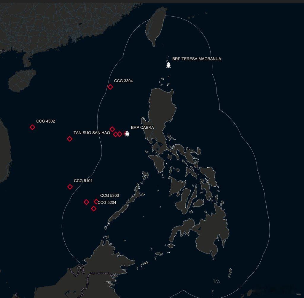 中国海警舰艇昨天在南海的巡航位置南海态势