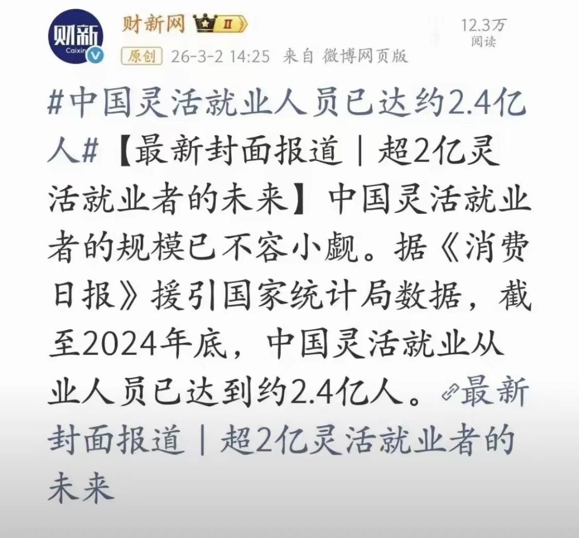 【2.4亿，灵活就业】最关键是有没有交社保与医疗。