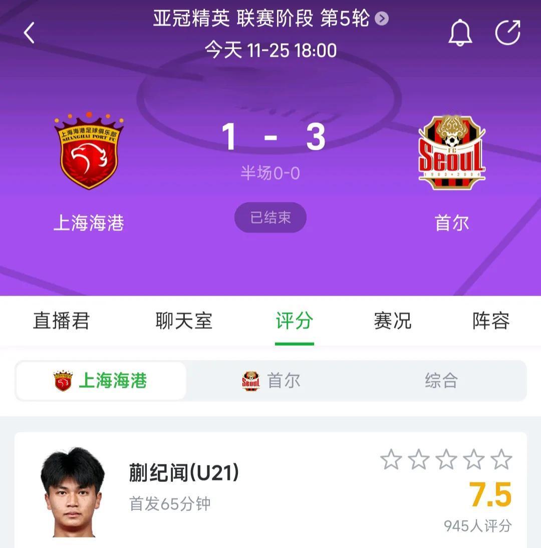 讲个笑话，首尔FC在11月份唯一赢的一场球就是赢上海海港。作为刚拿到中超冠军奖