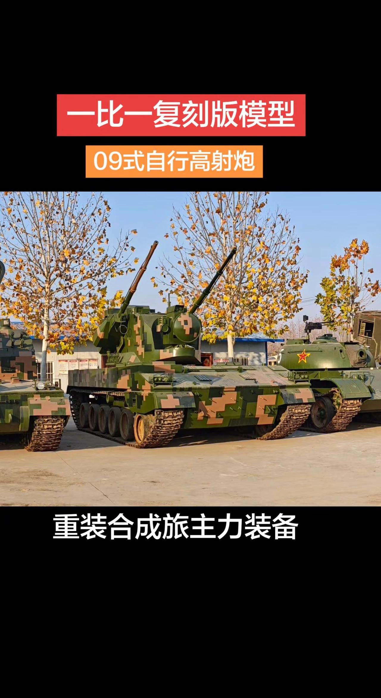 09式自行高射炮一比一复刻版模型，07式自行高射炮模型，履带式装甲运输车模型，全