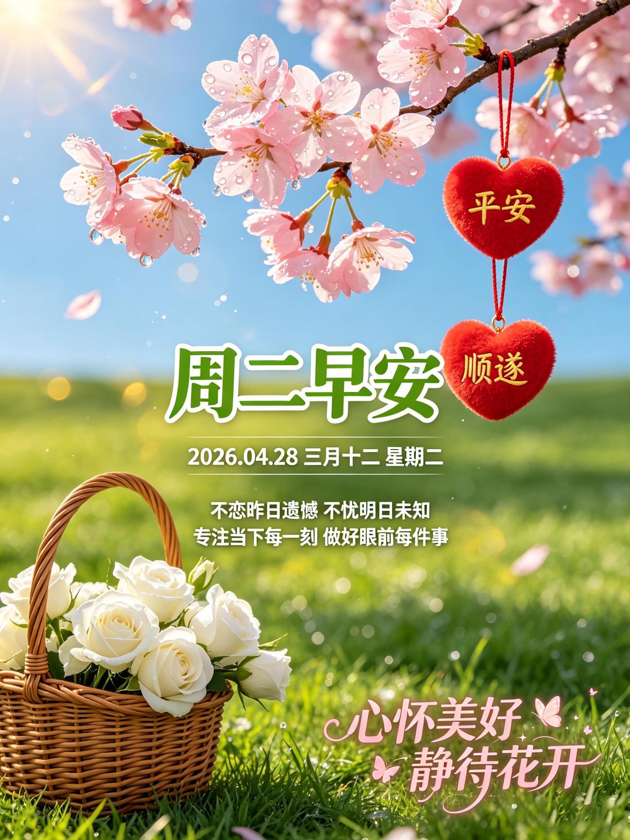 🌄🌸🍃清晨的第一缕光，总把祝福悄悄送到你身旁。平安，是和每个黎明最温柔的约