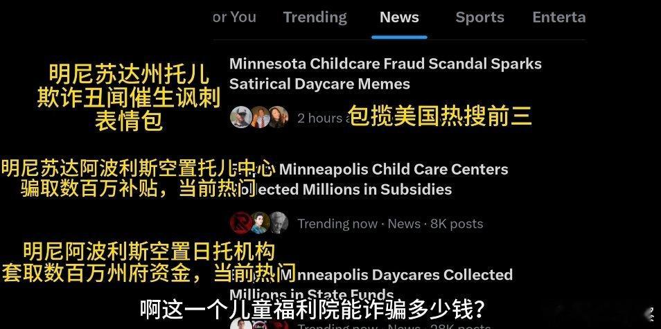 一群索马里人在明尼苏达州搞儿童福利院诈骗了美国各级政府90亿美元。而且这些问题长