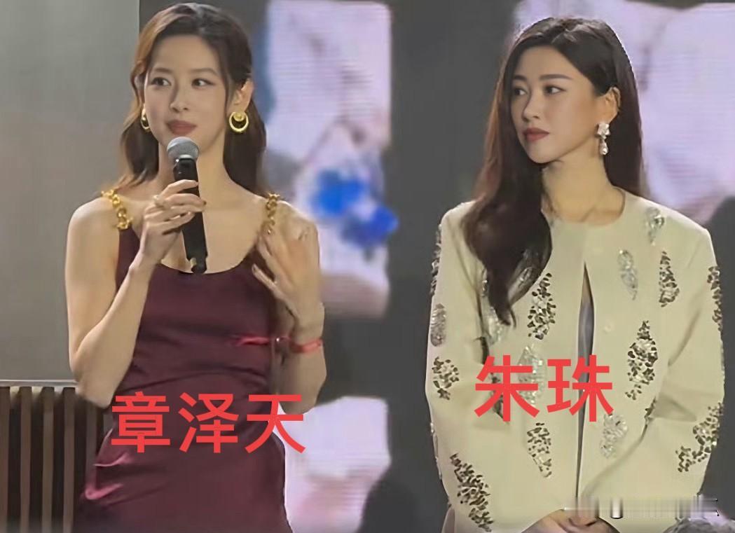 到哪都仪态万千的朱珠这次失算了站在章泽天旁边，富太太对豪门千金，章泽天竟然赢了