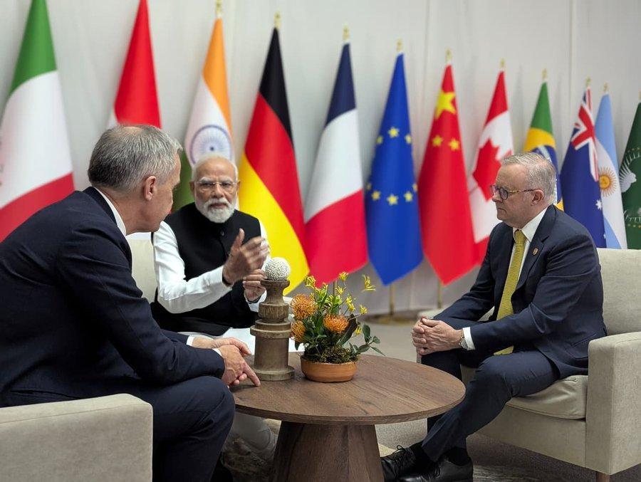 莫迪：全新的三方技术创新伙伴关系！在约翰内斯堡举行的二十国集团峰会期间，我与