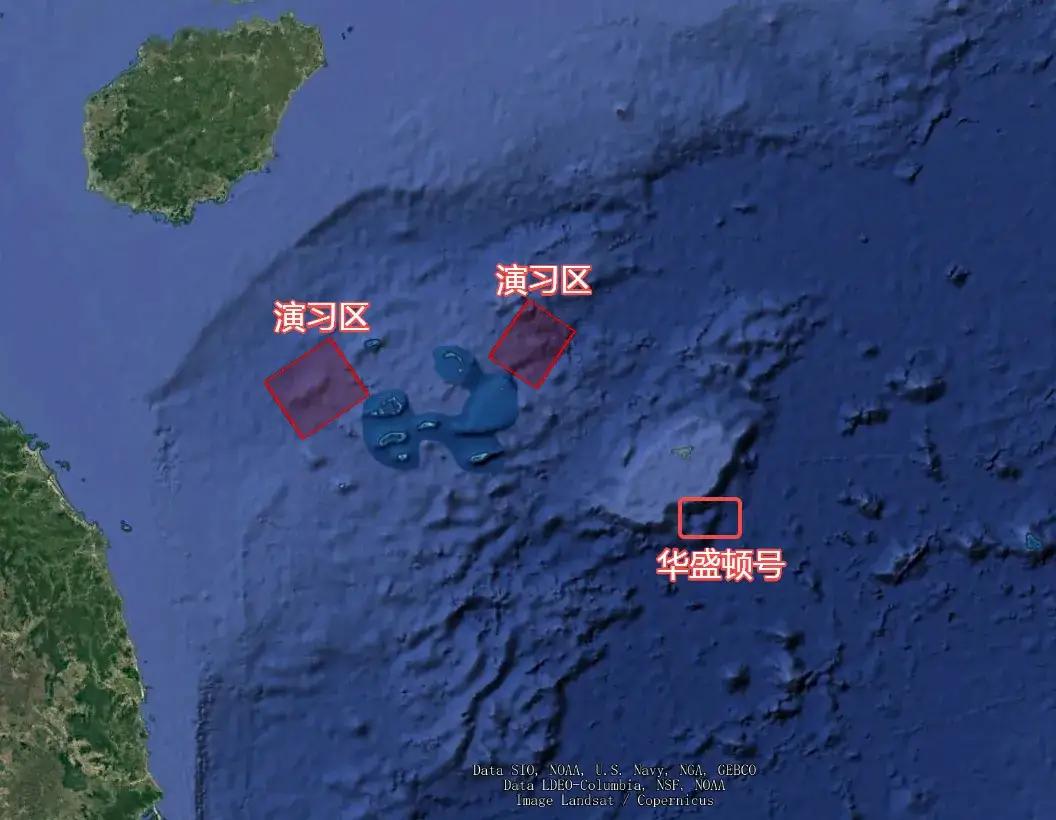 华盛顿号刚抵近中国西沙群岛，解放军立即划下两片演习区域！从位置上看，解放军的
