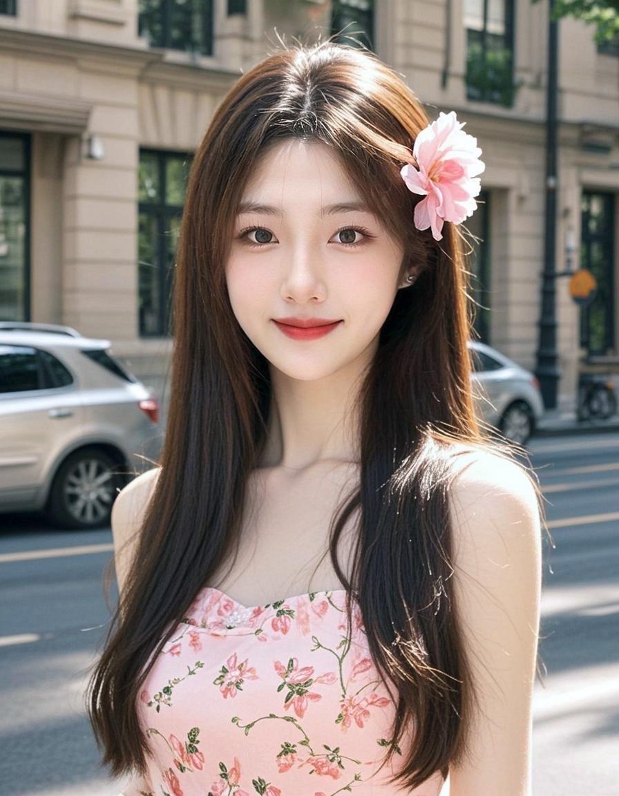 AI粉花少女写真