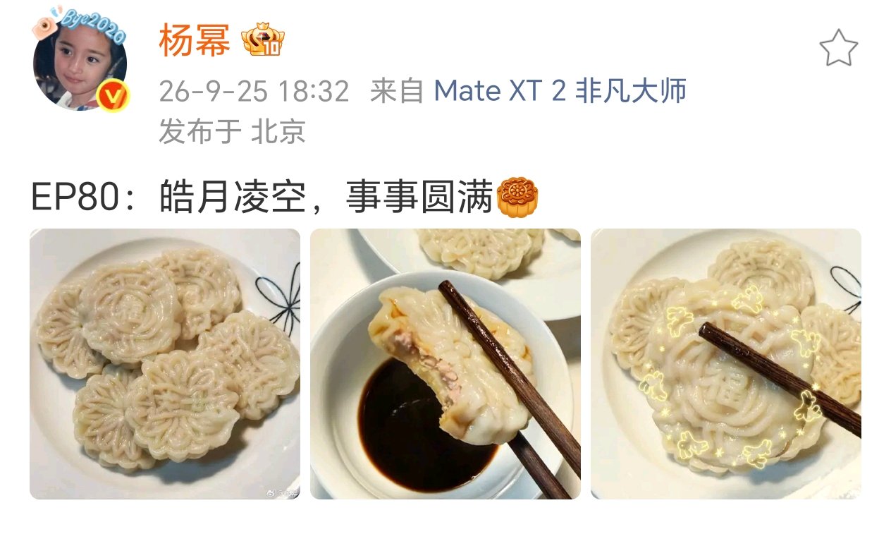 杨幂饺子馅的月饼杨幂的月饼好特别哇塞​​​