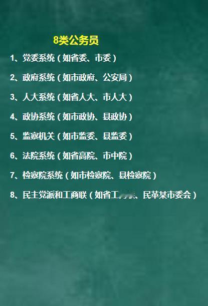 只有这8类单位的人员才是公务员！我们平时所说的公务员，通常是指在党政部门任职