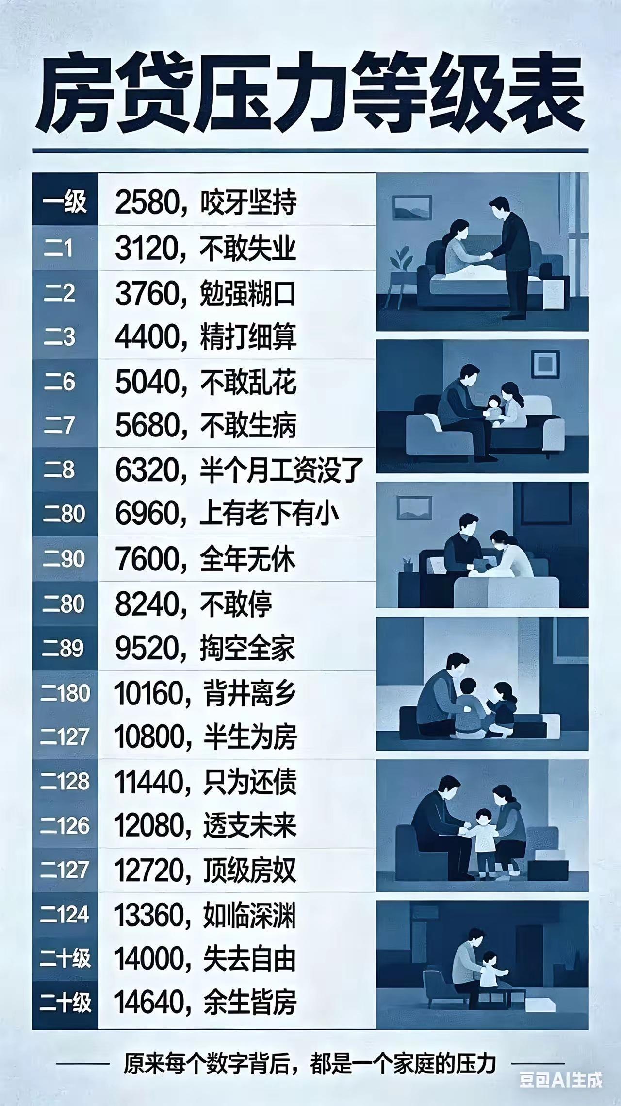 房贷等级表，[爱心]，你的房贷多少？看透千万普通人的买房人生一张房贷压力等级