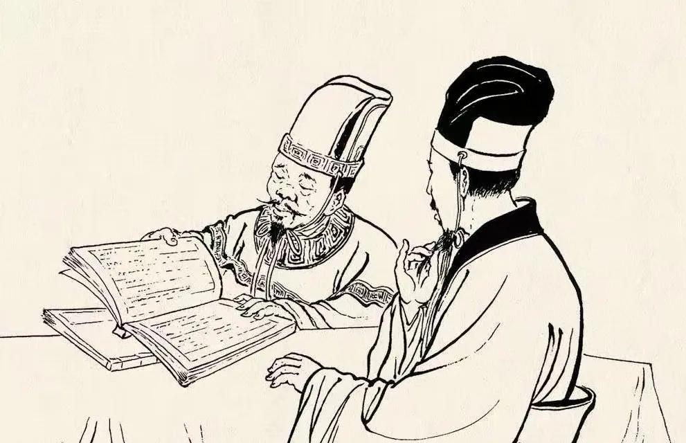 使者出使曹操，主薄杨修与使者攀谈，说曹操雄才大略、功绩卓著，并拿出《孟德新书》让