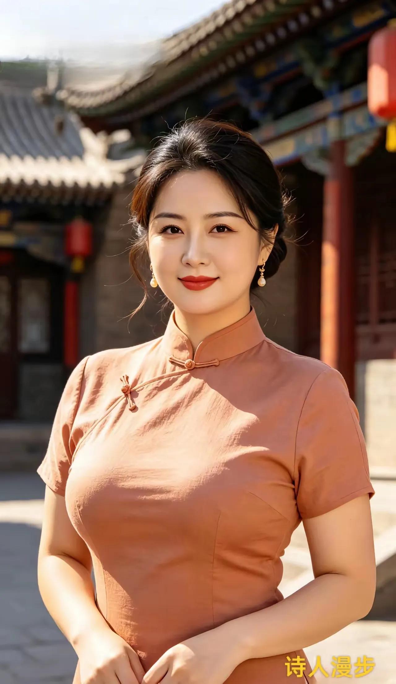 上周在平江路闲逛，撞见一位穿月白绣银菊旗袍的女士，立领扣到最上面一颗，开叉刚好到