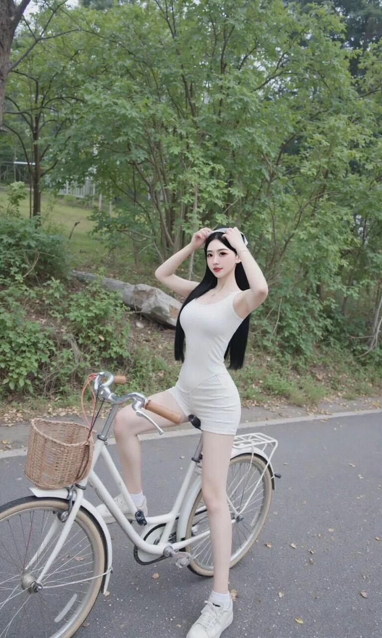 脚踏轻盈单车，于绿意间定格瞬间。在这夏日里，自在盛放的风景。