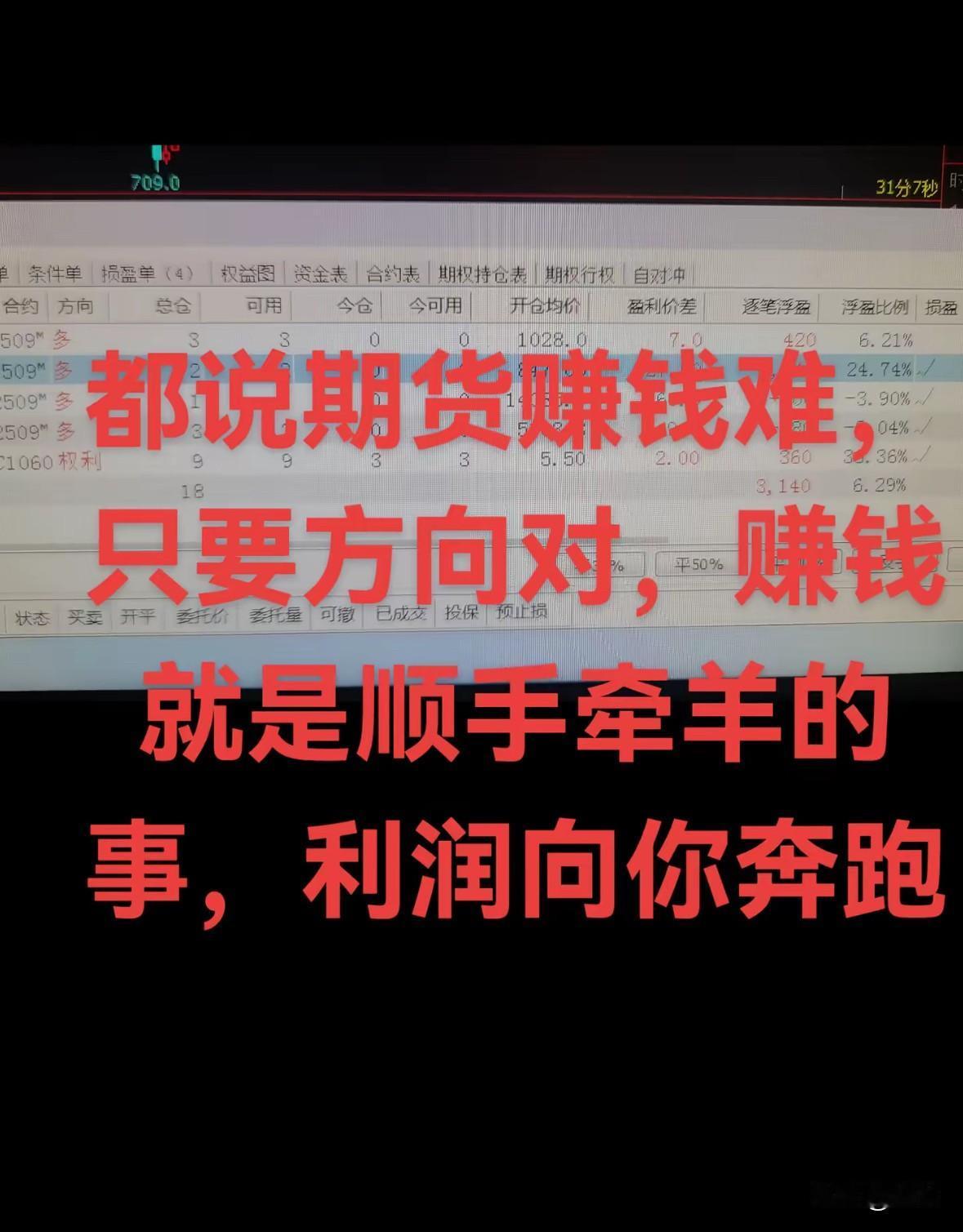 毒鸡汤：做期货很简单，方向对了赚钱轻轻松。实际上：做期货很难，方向对了也赚不