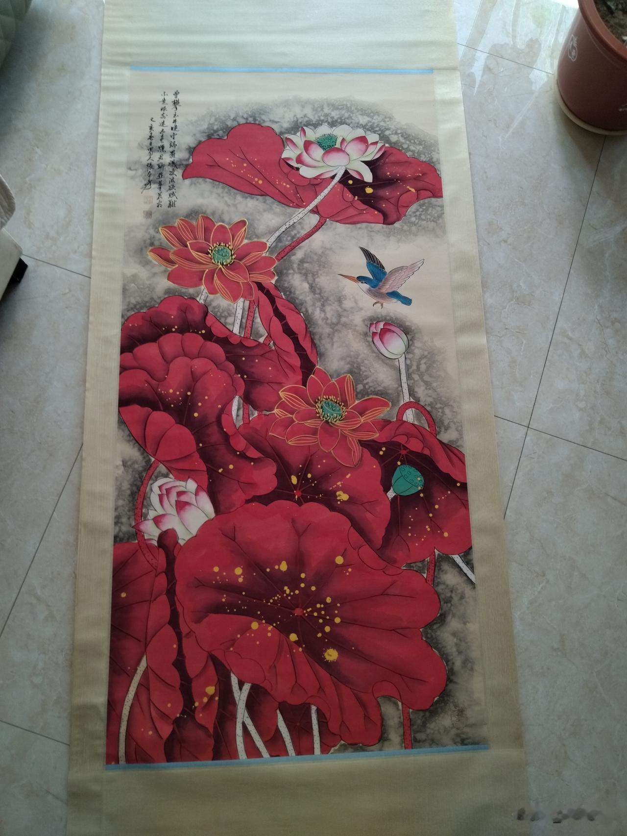张大千晚年作品《红荷》及李可染、齐白石作品各一，有喜欢的吗？白菜价出[捂脸哭]