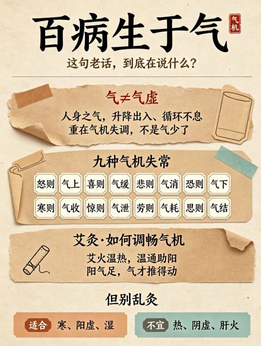 中医笔记｜何谓“百病生于气也”？💎出自《素问·举痛论》：百病生于气也。怒则气上