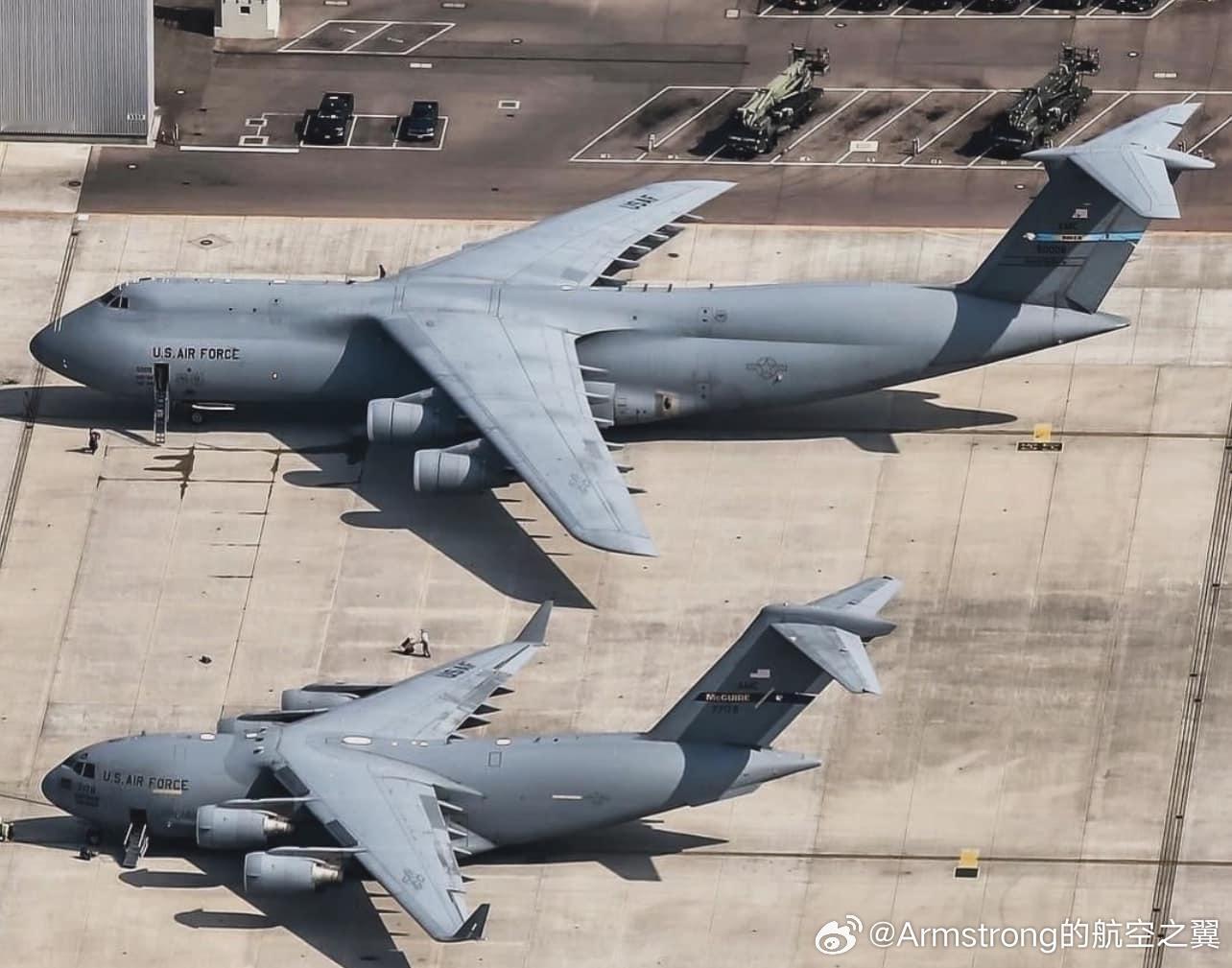 C-5M和C-17运输机尺寸对比
