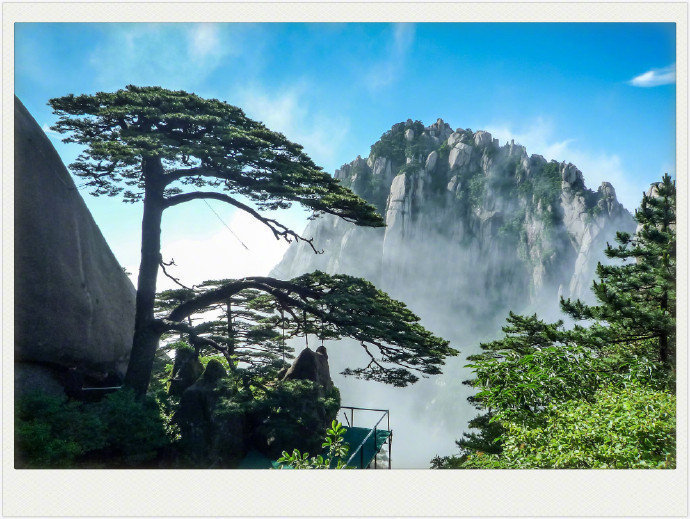 黄山，给人一种神秘、梦幻的感觉，仿佛只需仰望，奔涌的流云便触手可及的绝美容颜。