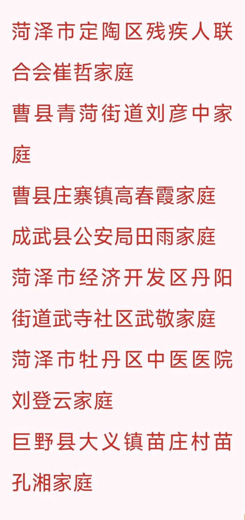 2026年山东省“齐鲁最美家庭”揭晓，菏泽7户！