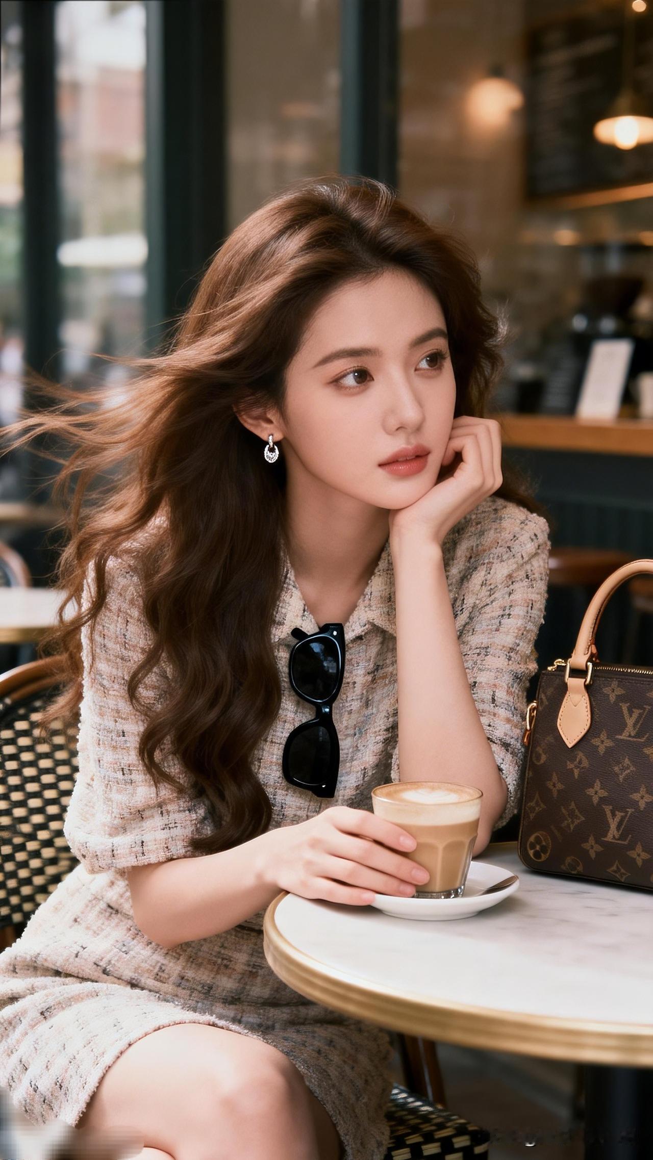 什么是真正的女性之美?在咖啡馆享受悠闲时光，品味生活的美好瞬间。