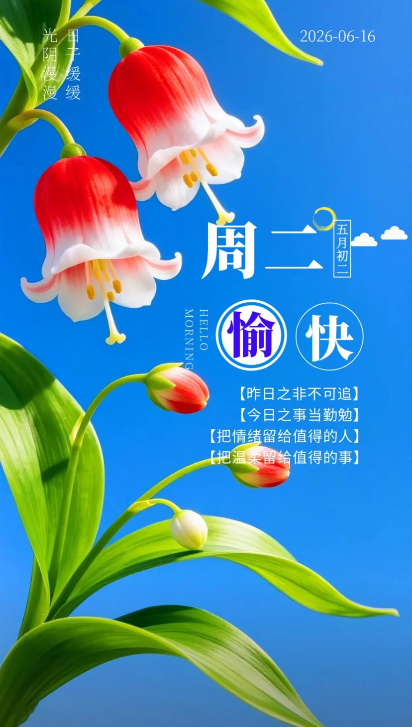 晨晨问安，清风携粽喜迎端阳，皓月载福遥送吉祥。2026./06.16.[微风