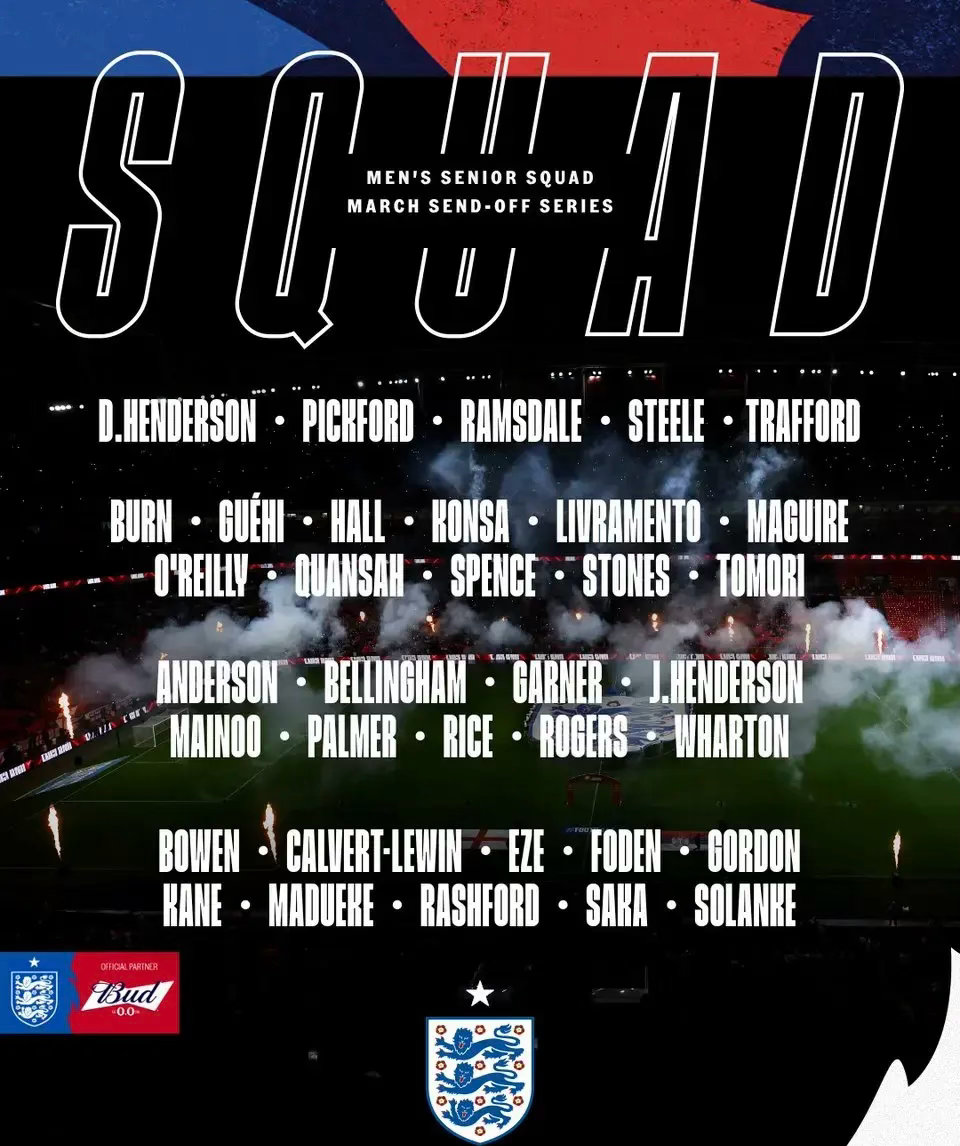 英格兰公布大名单：马奎尔和梅努入选本届名单出现多个惊喜——马奎尔时隔一年半入选，