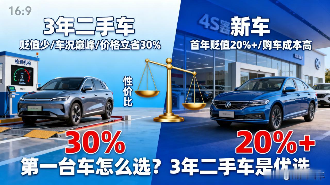第一台车买新车还是二手车？3年二手车最划算！新手练手，或者预算有限，真心推荐