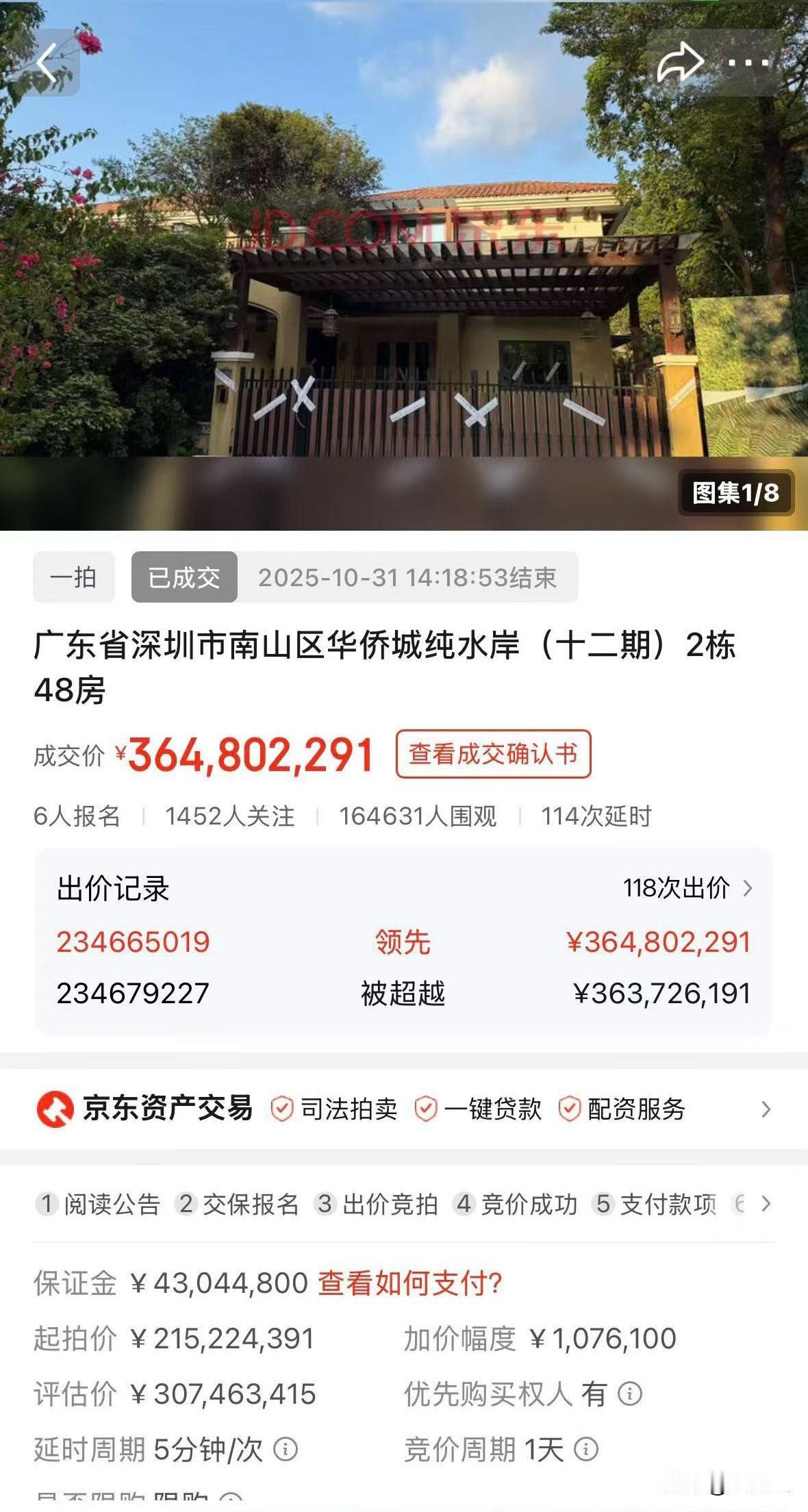 还得是深圳，神秘大佬看好深圳，不然怎么拍出这么高的价格？真不敢相信，深圳一法拍房