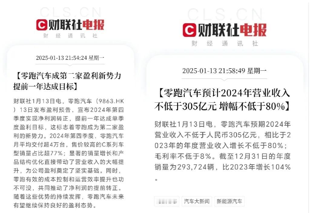 这家新势力品牌2024年盈利了[赞]继赛力斯、理想之后又一家。零跑汽车预期2