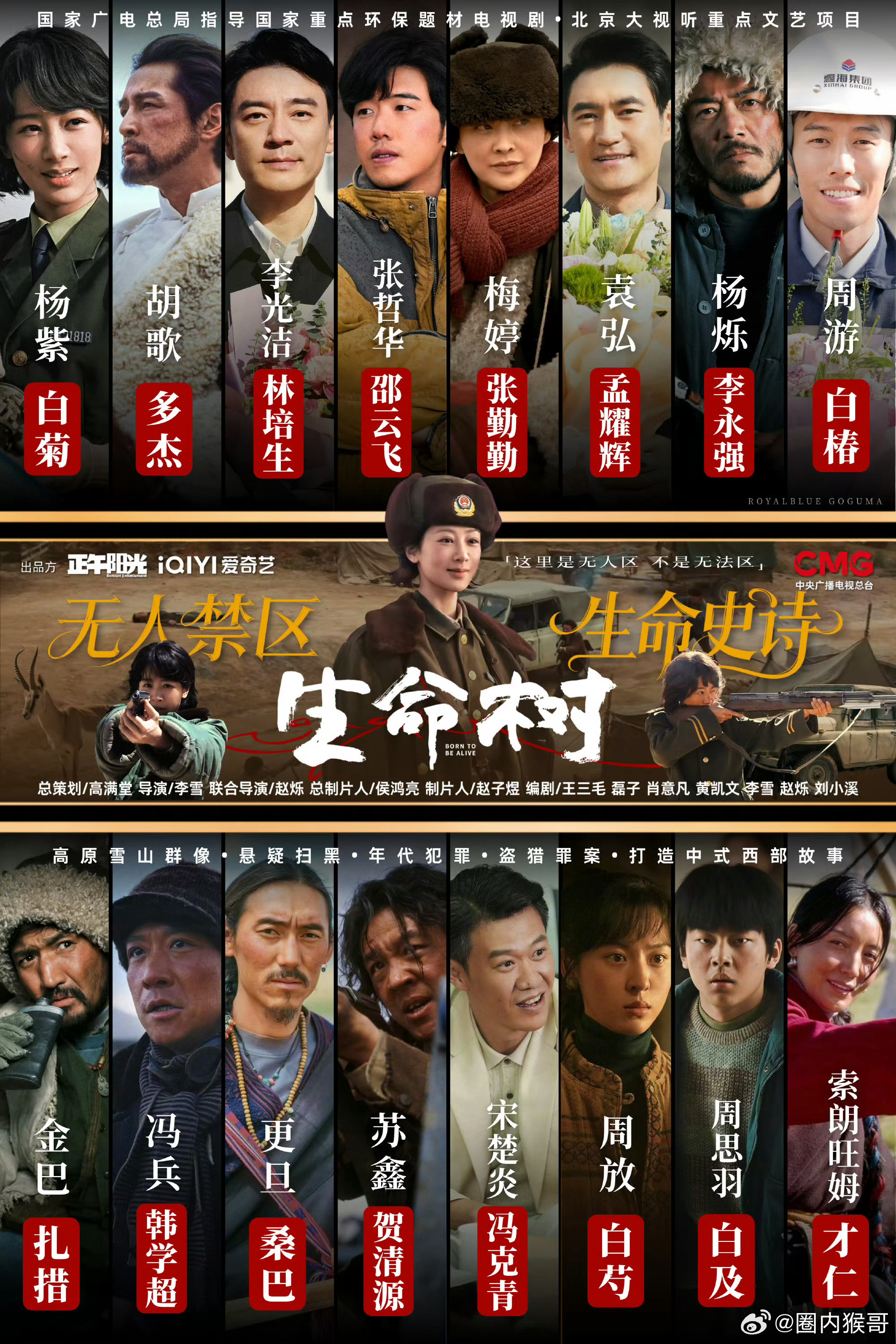 杨紫粉丝这么大气的嘛，做的生命树宣传海报把所有主演都给列上去了，连分格大小都一样