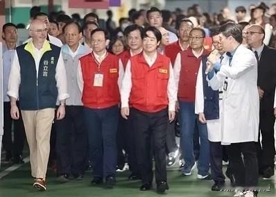 赖清德今（13日）上午与美国在台协会处长谷立言及新北市长侯友宜前往双和医院视察城